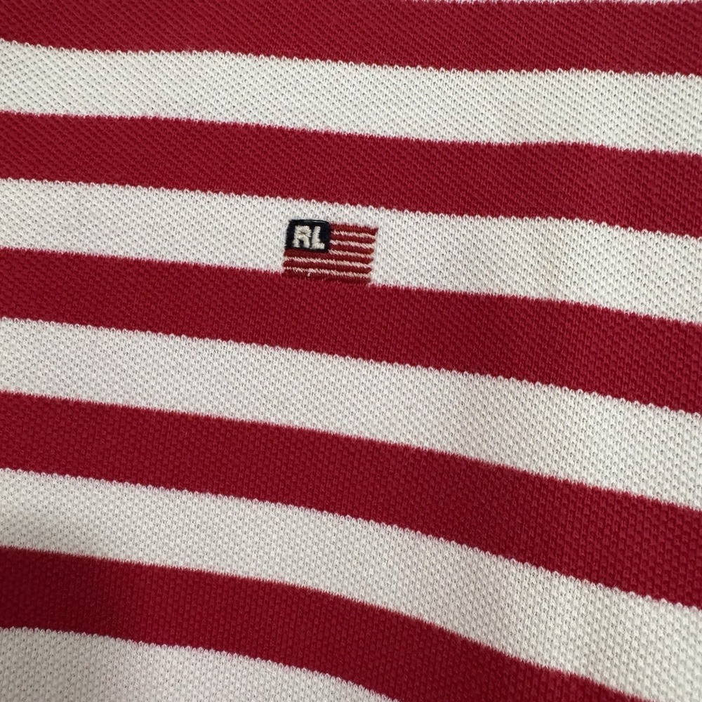 Polo Ralph Lauren Jeans Co Vintage Polo Shirt Flag Red Stripes Mens XL - Picture 4 of 7